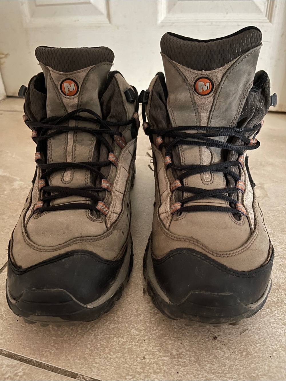 Merrell Men's Hiking Boots - Gray, Black and Orange Accent